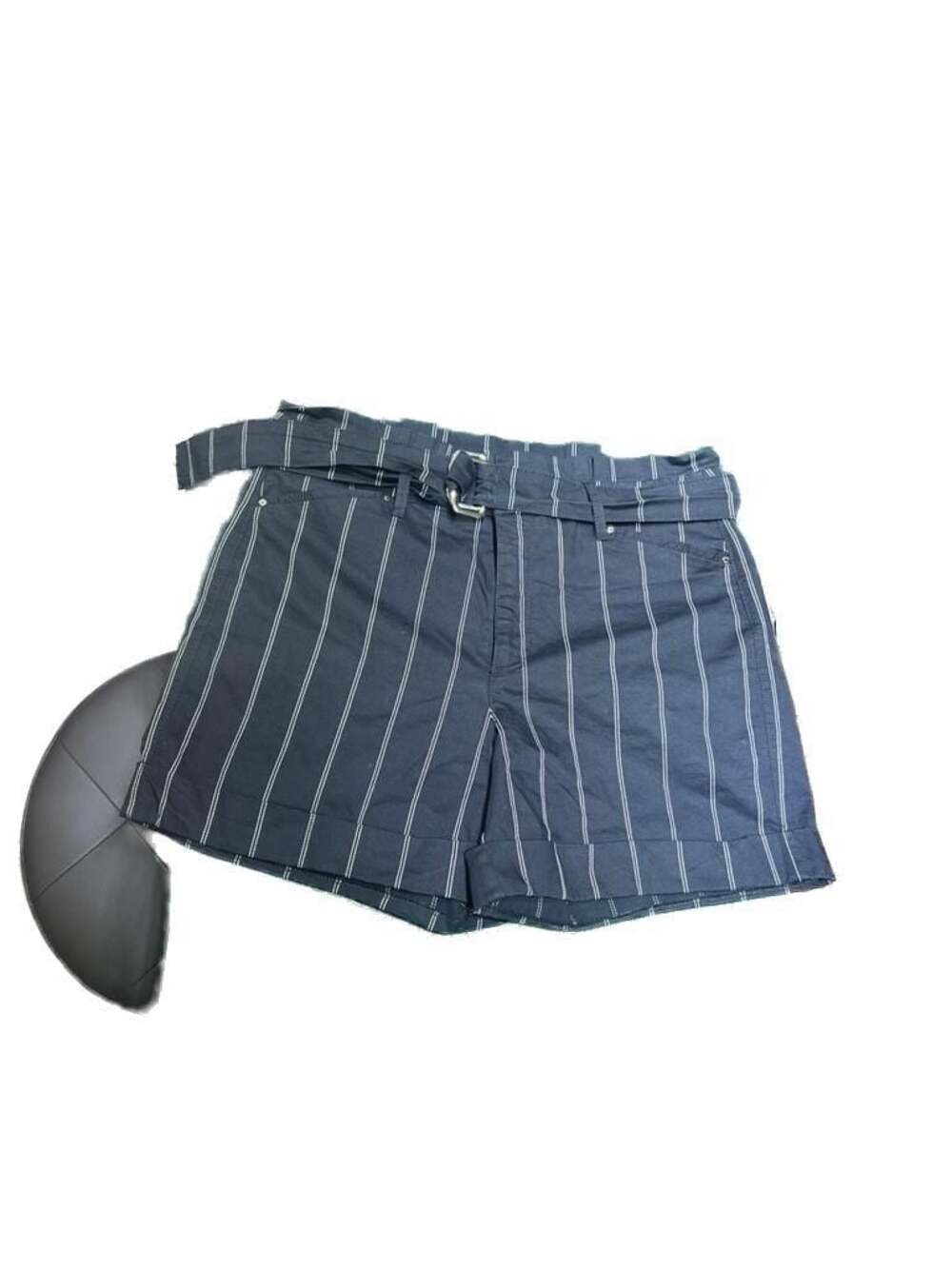 White House Black Market High Rise 5 Inch Pinstripe Belted Shorts